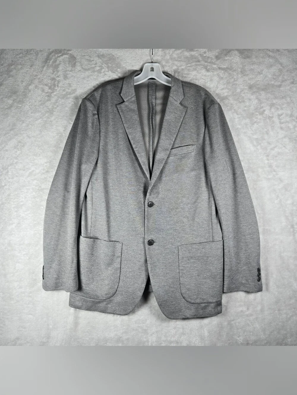 Uniqlo Unstructured Comfort Blazer Men Size XL Slim Grey Jacket Patch Pockets